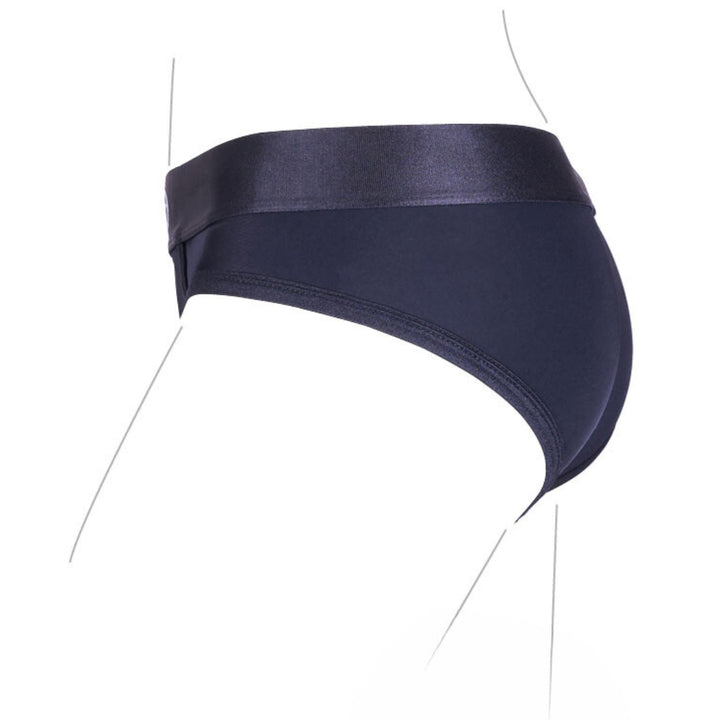 Shots Ouch! Vibrating Strap On High Cut Brief - Black