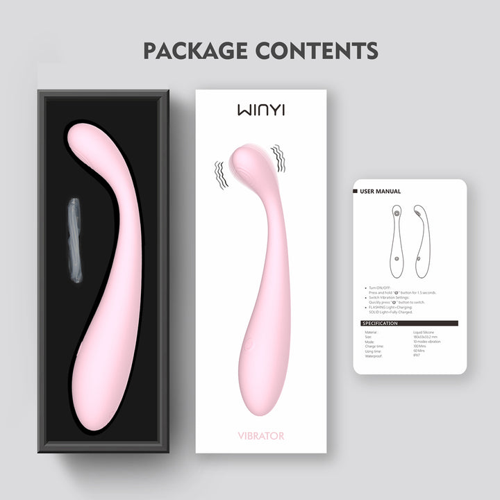 Winyi Crystal Liquid Silicone G-Spot Vibrator - Pink