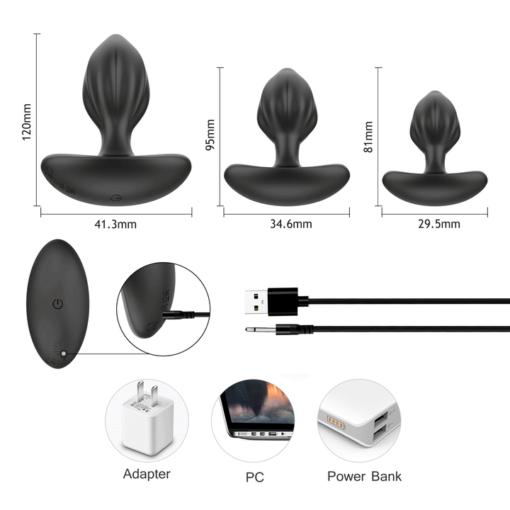 Winyi Mark Remote Vibrating Butt Plug Kit - Black