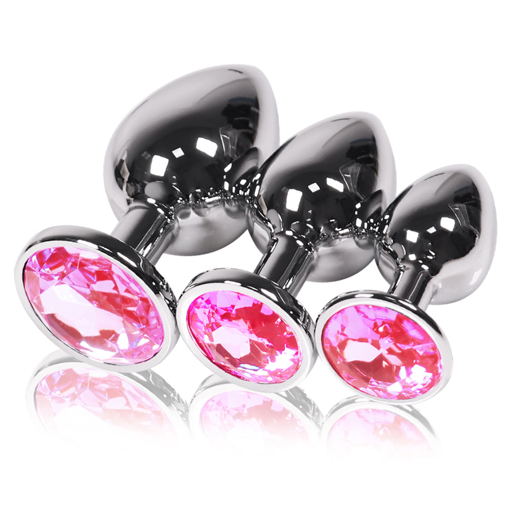 Winyi Stainless Steel Anal Plug Set - Pink