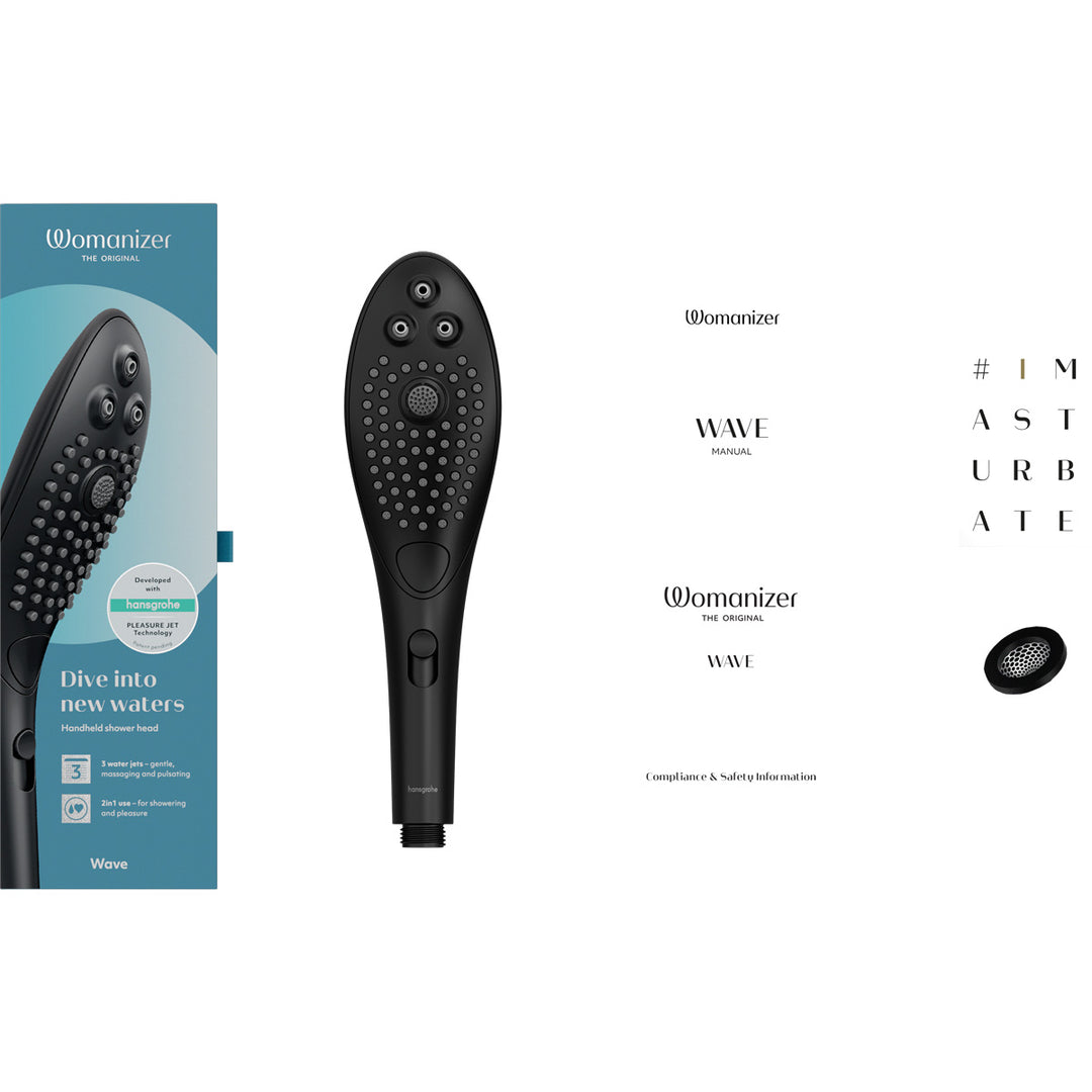 Womanizer Wave 2-in-1 Pleasure Stimulation Shower Head - Black