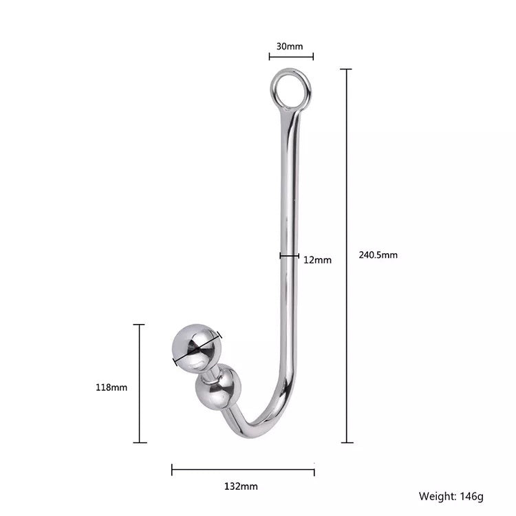 X-Cite Stainless Steel Anal Hook 2 Ball