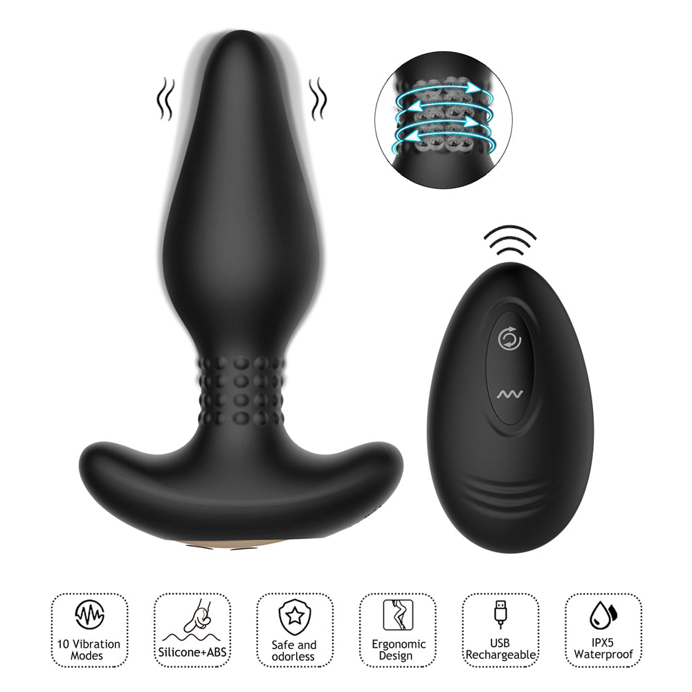 Winyi Carl Remote Rimming Butt Plug - Black