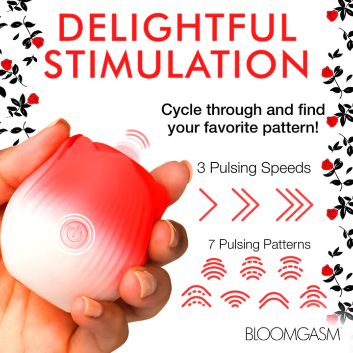 XR Bloomgasm Pulsing Petals Throbbing Rose Stimulator - Red