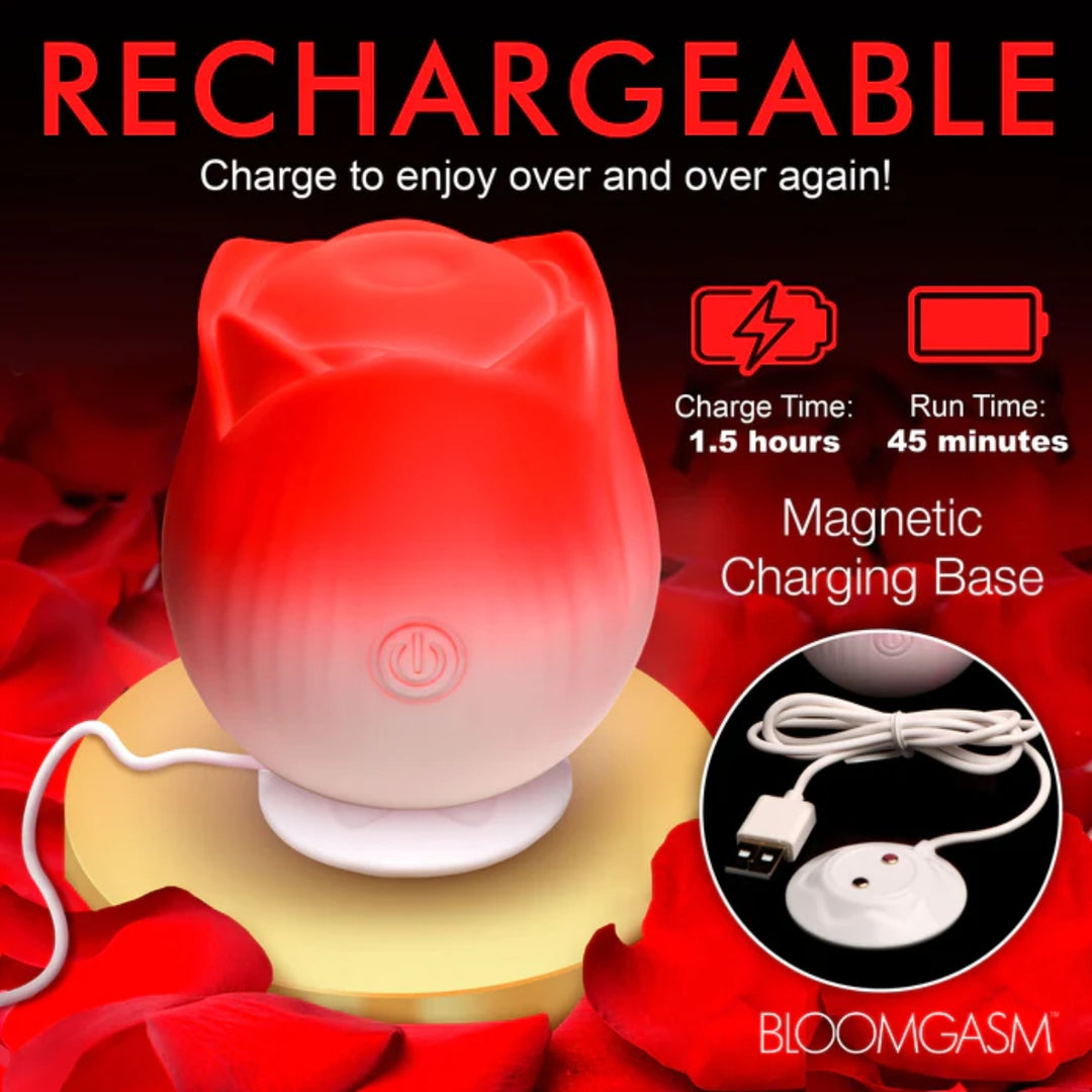 XR Bloomgasm Pulsing Petals Throbbing Rose Stimulator - Red