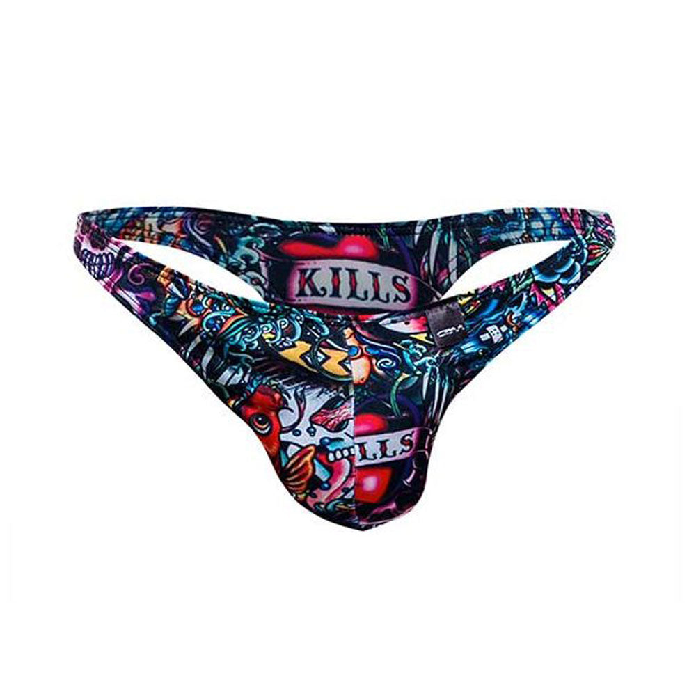 C4M Soft Stretch Ergonomic Men's Thong Provocative - Tattoo