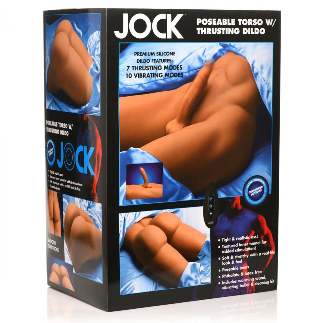 Curve Toys Jock Poseable Torso With Thrusting Dildo - Light