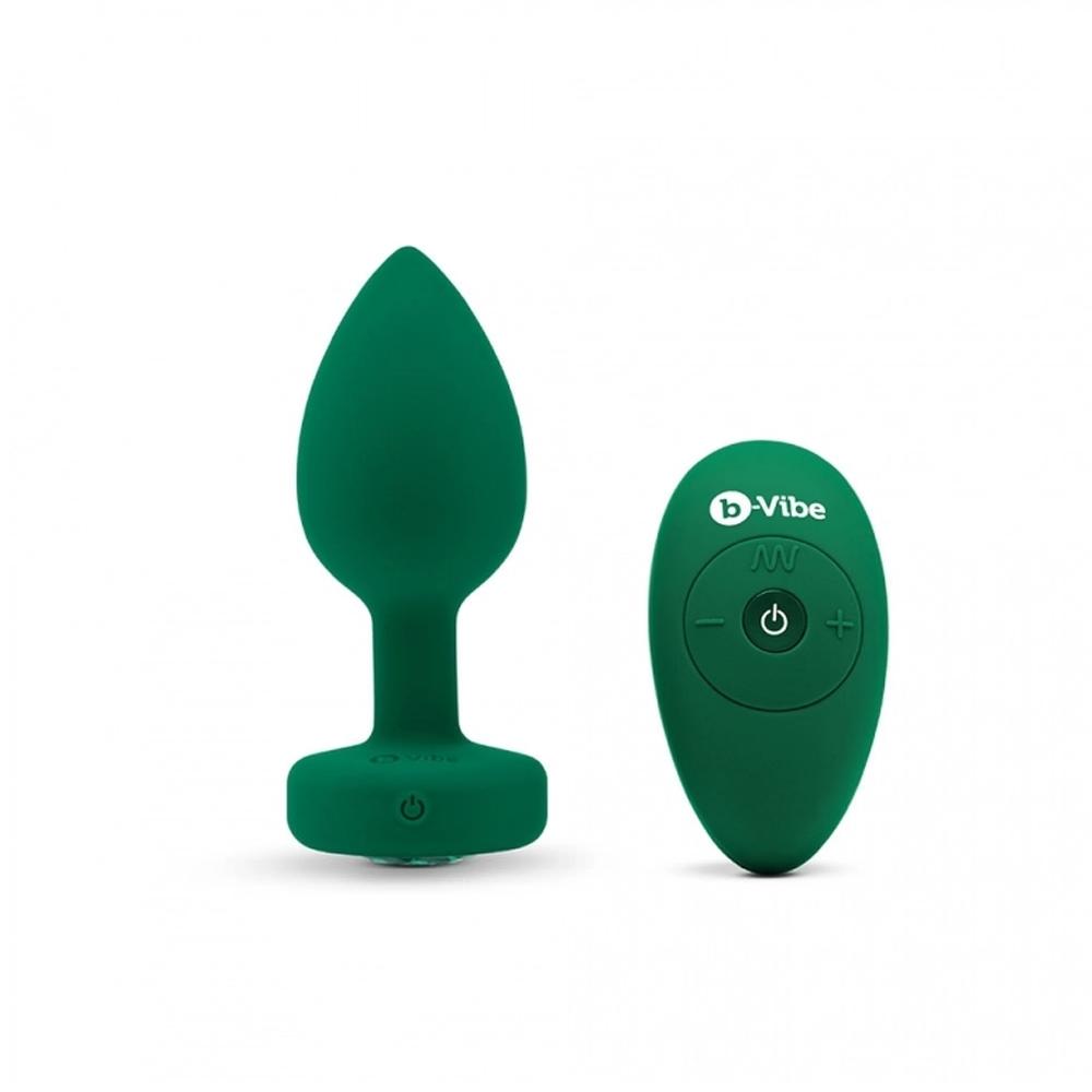 b-Vibe Vibrating Jewels Remote Control Butt Plug M/L - Emerald