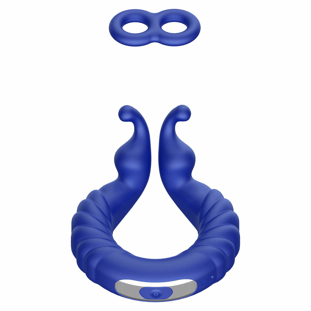 FORTO F-24 Textured Vibrating Cock Ring - Blue