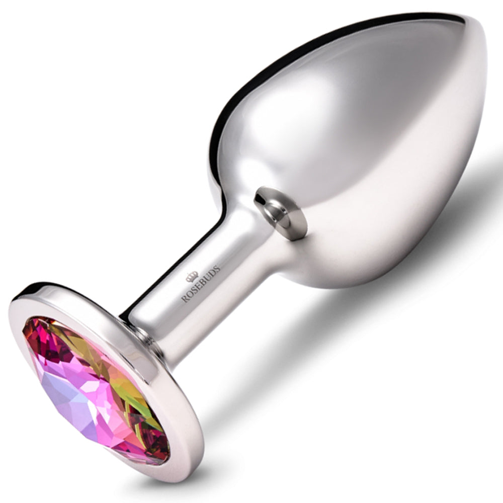 Rosebuds Stainless Steel Butt Plug Large - Fuchsia 