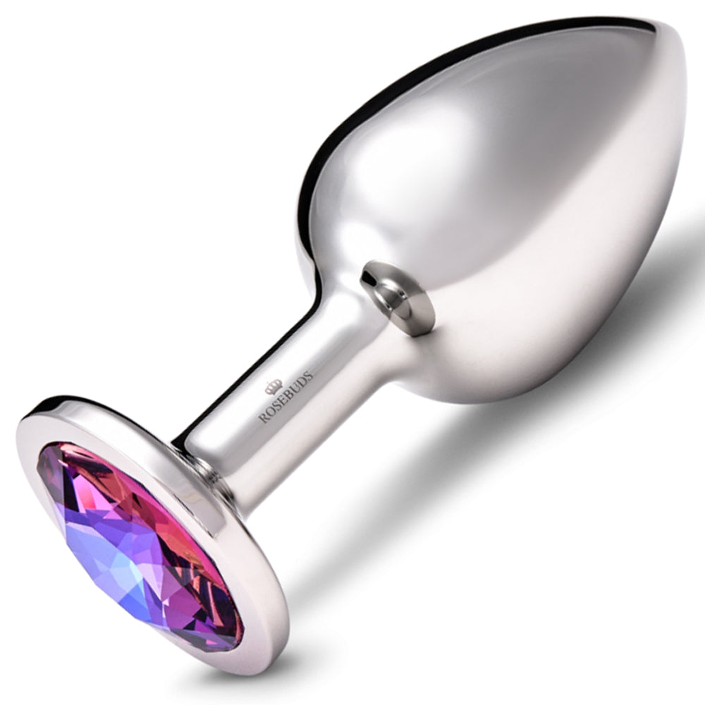 Rosebuds Stainless Steel Butt Plug Large - Violet Blue