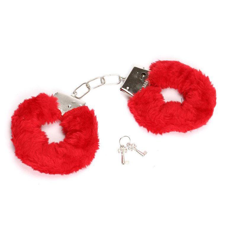 Lovetoy Fetish Pleasure Fluffy Handcuffs - Red