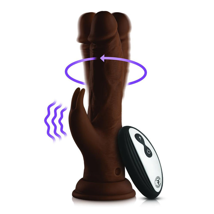 FemmeFunn Turbo Rabbit 2.0 Remote Controlled Vibrating Dildo - Brown