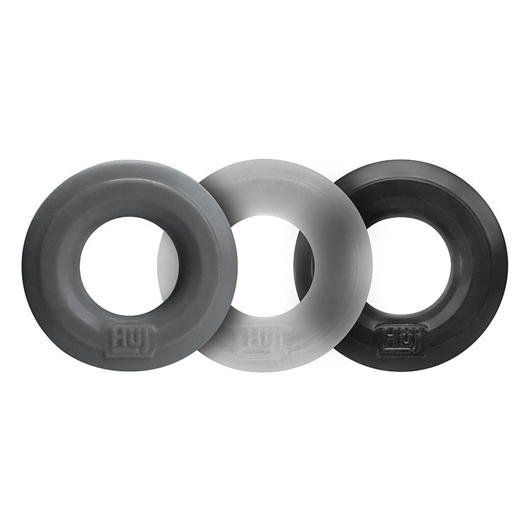 HunkyJunk HUJ Cock Ring 3 Pack - Stone & Ice