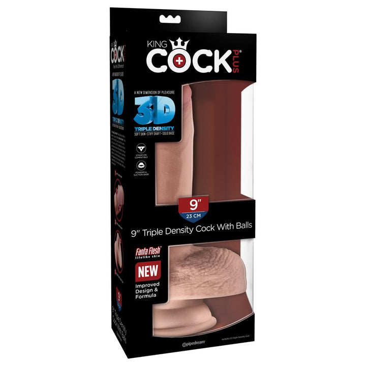 Pipedream King Cock Plus Triple Density Cock with Balls 9 Inch - Light