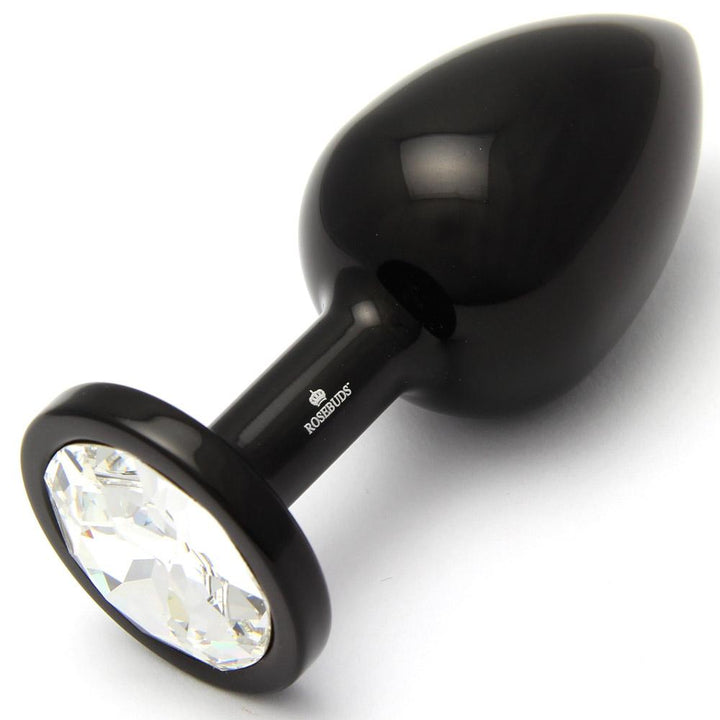 Rosebuds Aluminium Butt Plug Black Large - Clear