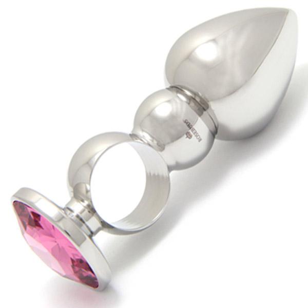 Rosebuds Stainless Steel Butt Plug With Ring - Pink