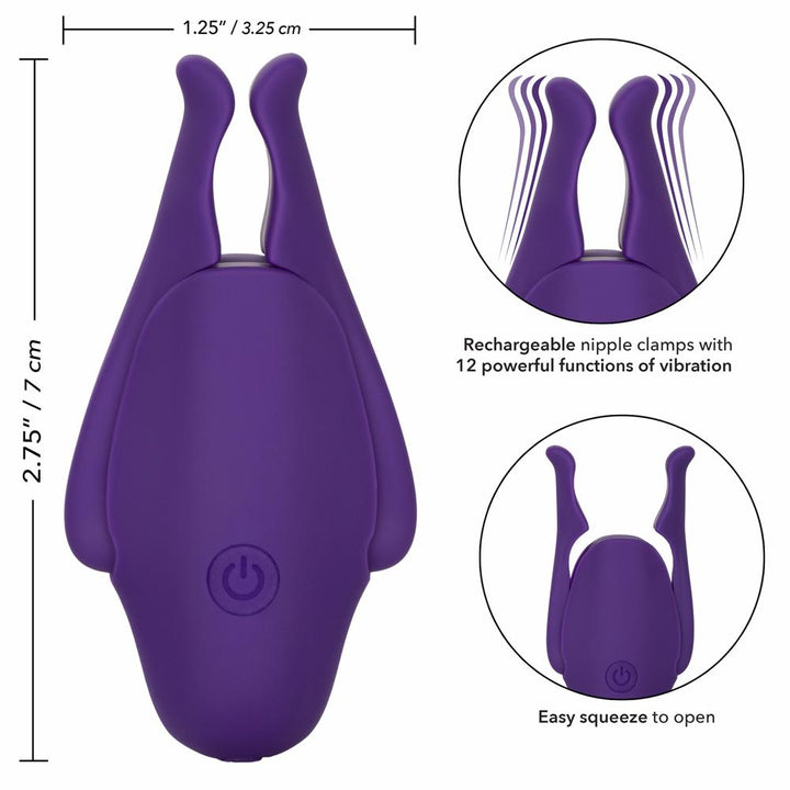 Calexotics Nipple Play Rechargeable Nipple Clamps - Purple