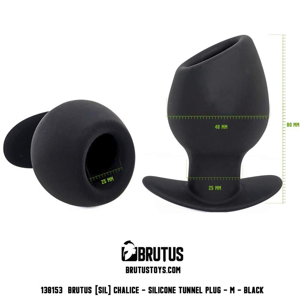 Brutus Chalice Silicone Tunnel Butt Plug Medium - Black