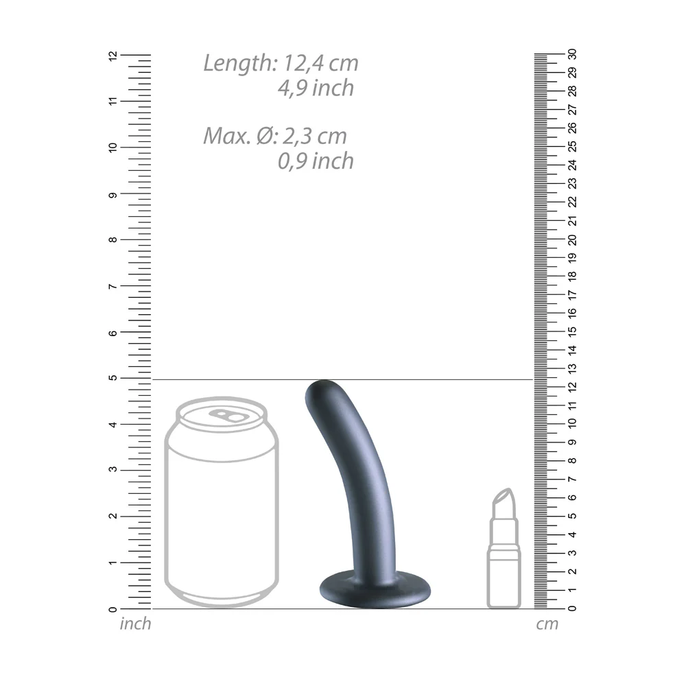 Shots Ouch! Liquid Silicone G-Spot 5 Inch Dildo - Gun Metal