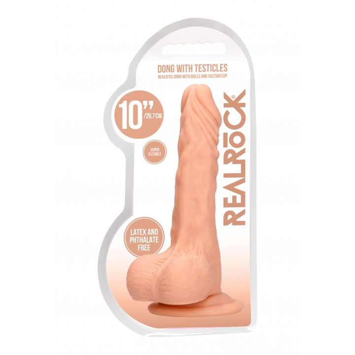 Shots Real Rock Skin Dong With Balls 7 Inch - Light