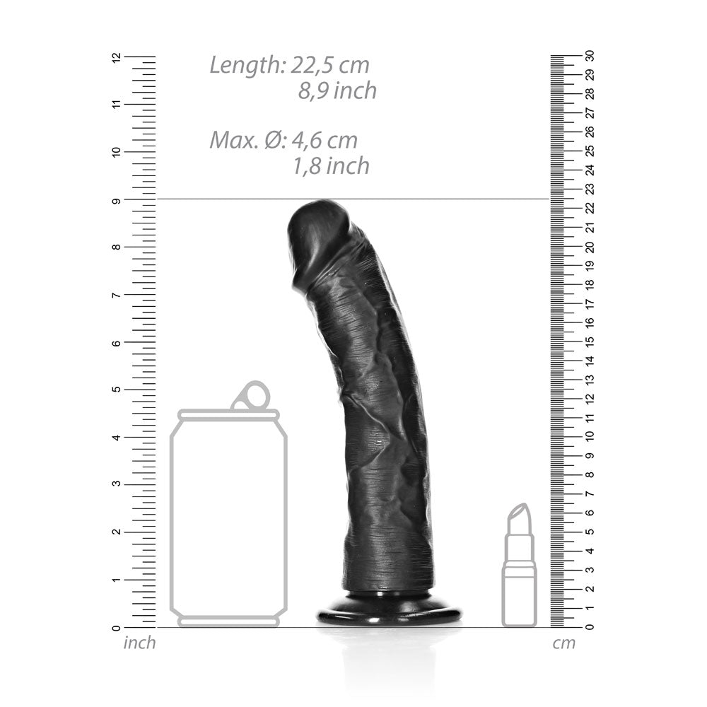 Shots Real Rock Realistic Curved Dildo 8 Inch - Black