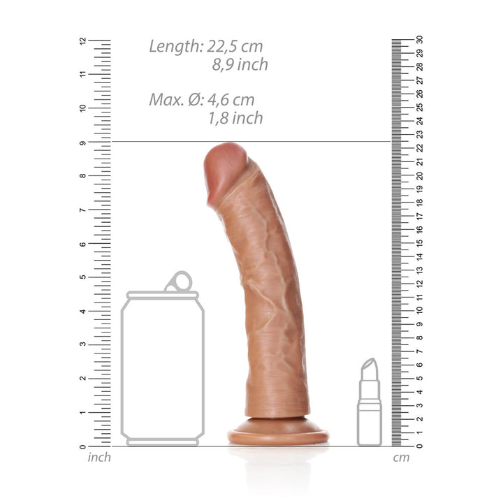 Shots Real Rock Realistic Curved Dildo 8 Inch - Tan