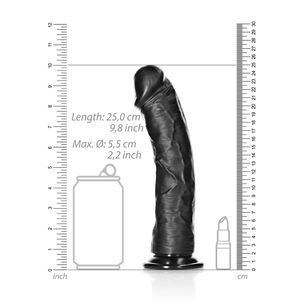 Shots Real Rock Realistic Curved Dildo 9 Inch - Black