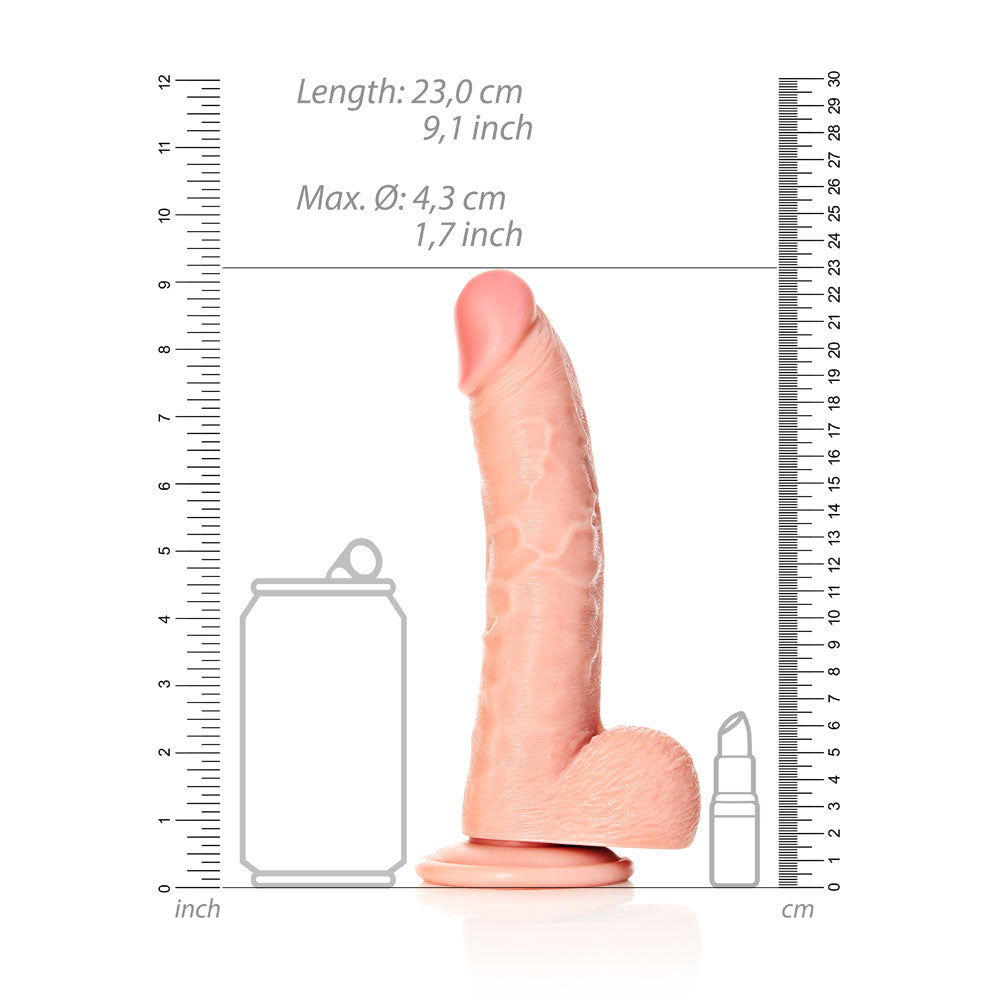 Shots Real Rock Realistic Curved Dildo With Balls 8 Inch - Light