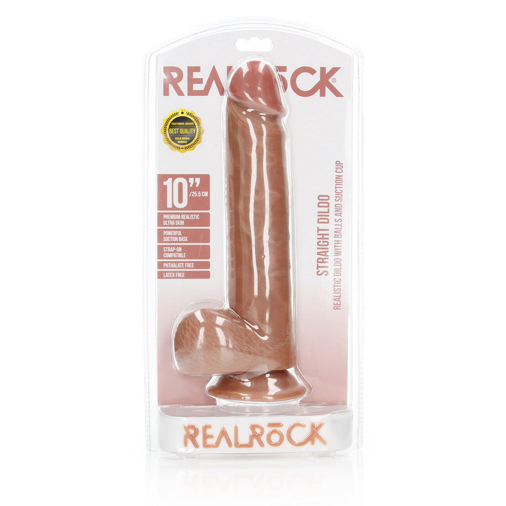 Shots Real Rock Realistic Straight Dildo With Balls 10 Inch - Tan