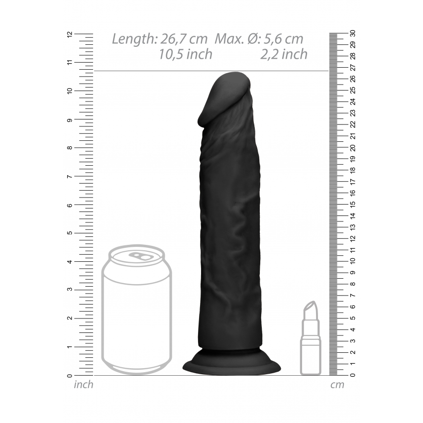 Shots Real Rock Skin Dong 10 Inch - Black