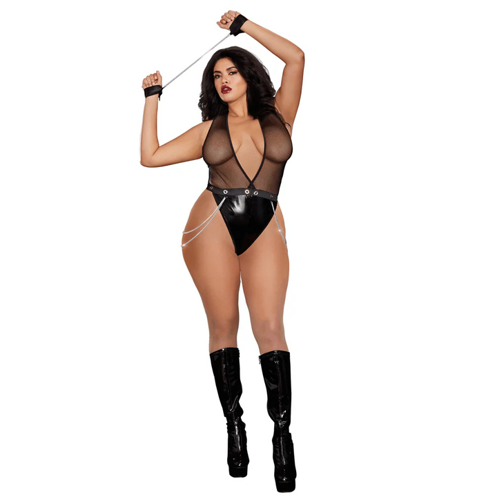 Dreamgirl Lingerie Teddy With Wrist Restraints Queen 12221X