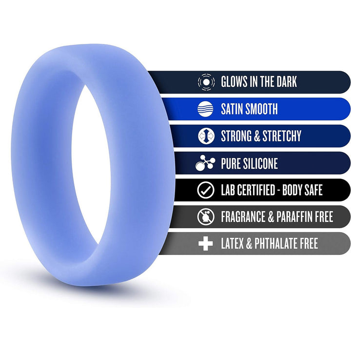 X-Cite Silicone Band Cockring Glow In The Dark - Blue