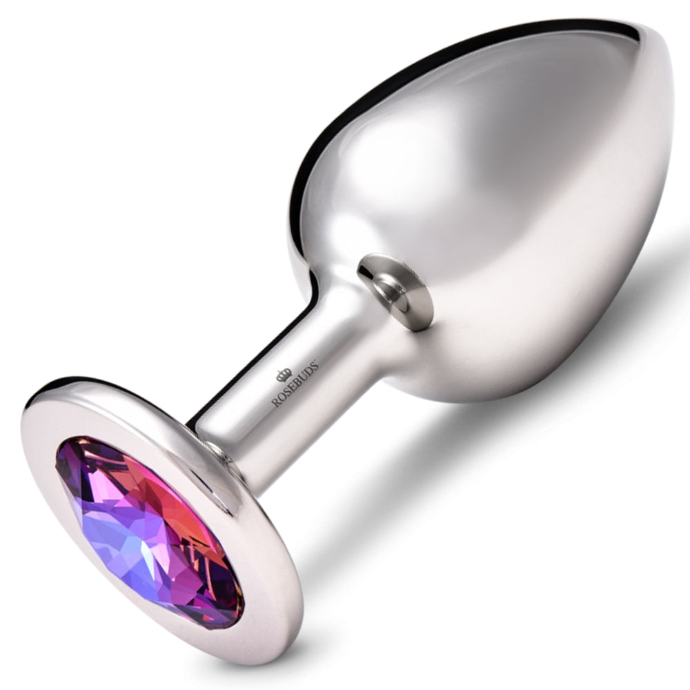 Rosebuds Stainless Steel Butt Plug XL - Violet Blue