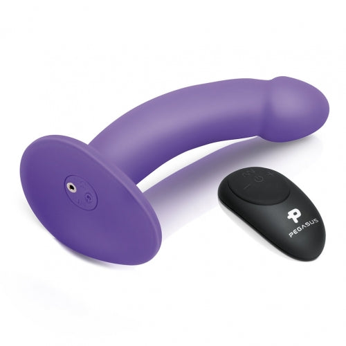 Pegasus Remote Control 6 Inch Curved Realistic Silicone Peg With Harness - Purple