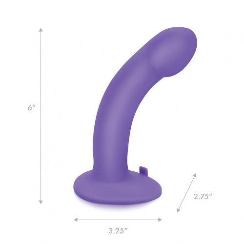 Pegasus Remote Control 6 Inch Curved Realistic Silicone Peg With Harness - Purple