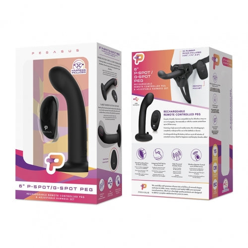 Pegasus Remote Control 6 Inch P-G Spot Silicone Peg With Harness - Black