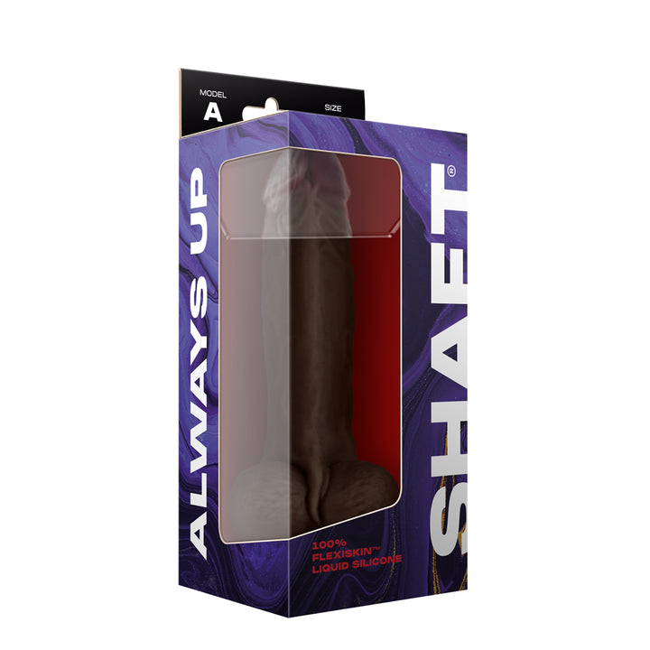 Shaft Model A Liquid Silicone Dildo With Balls 9.5 Inch - Mahogany