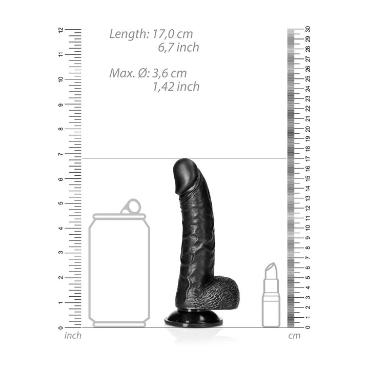 Shots Real Rock Realistic Curved Dildo With Balls 6 Inch - Black