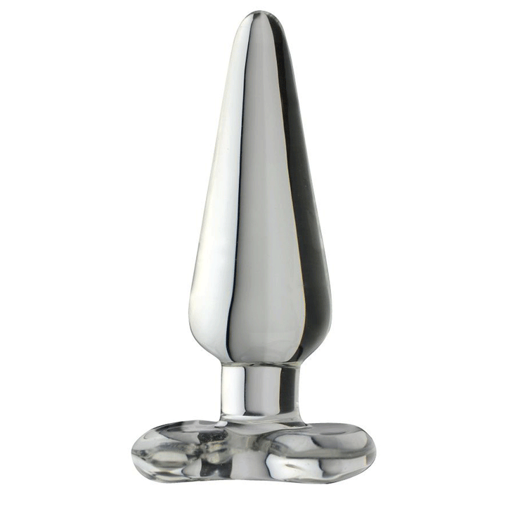 Spartacus Blown Glass Spade Butt Plug Medium - Clear