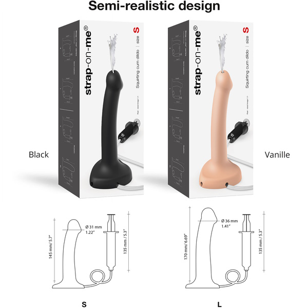 Strap On Me Semi Realistic Cum Dildo Small - Black