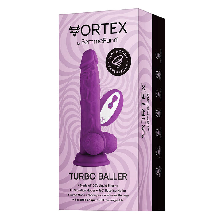 FemmeFunn Turbo Baller 2.0 Remote Controlled Vibrating Dildo - Purple