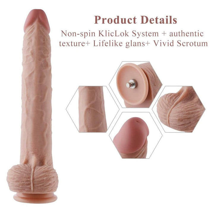 HiSmith Silicone Remote Vibrating Dildo With KlicLok 11.8 Inch - Light