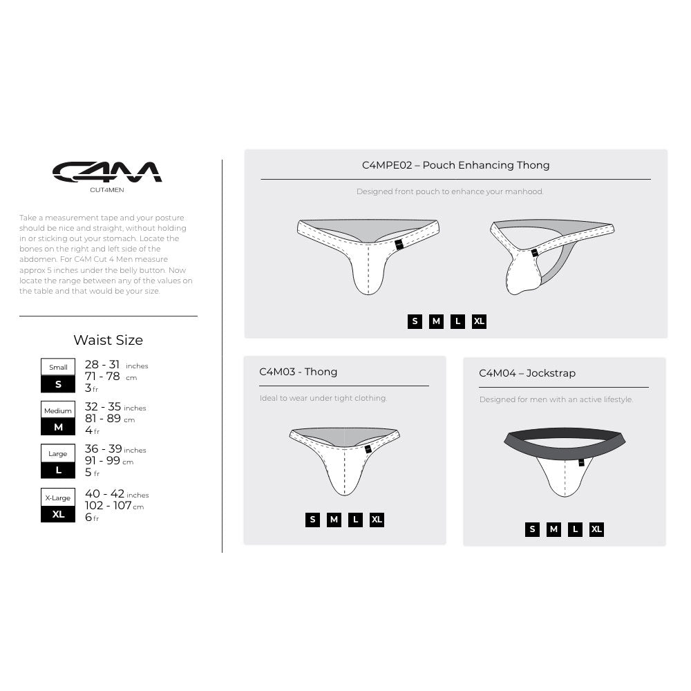 C4M Soft Stretch Ergonomic Men's Thong Provocative - Tattoo