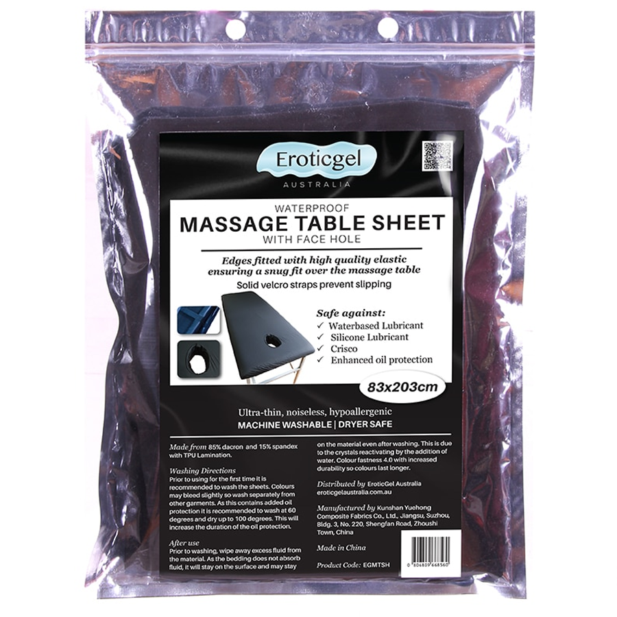 Eroticgel Black Waterproof Massage Table Sheet - Face Hole